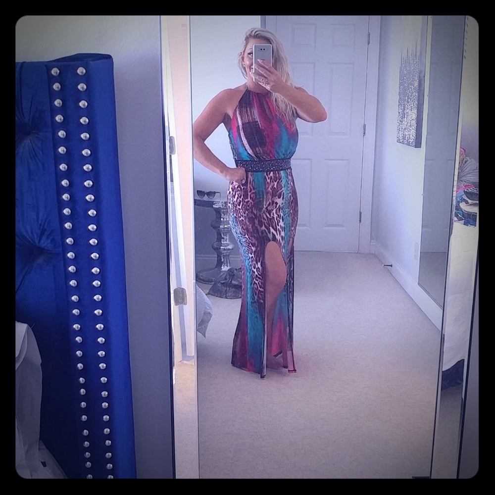 Stunning Fuschia, Aqua, Leopard Venus Dress